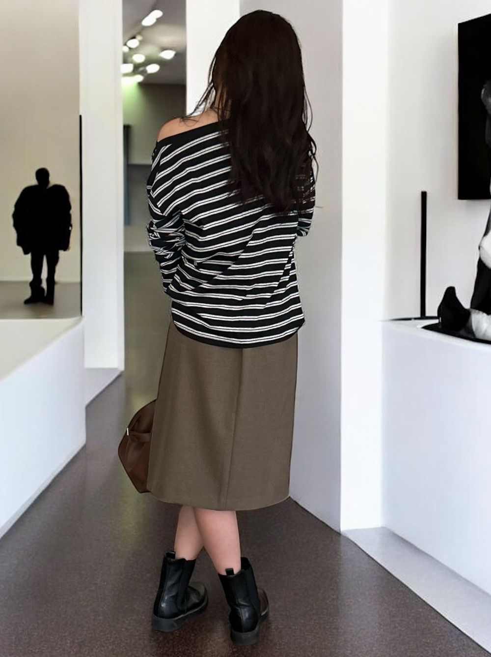 Low cut boat neck ボーダーカットソー