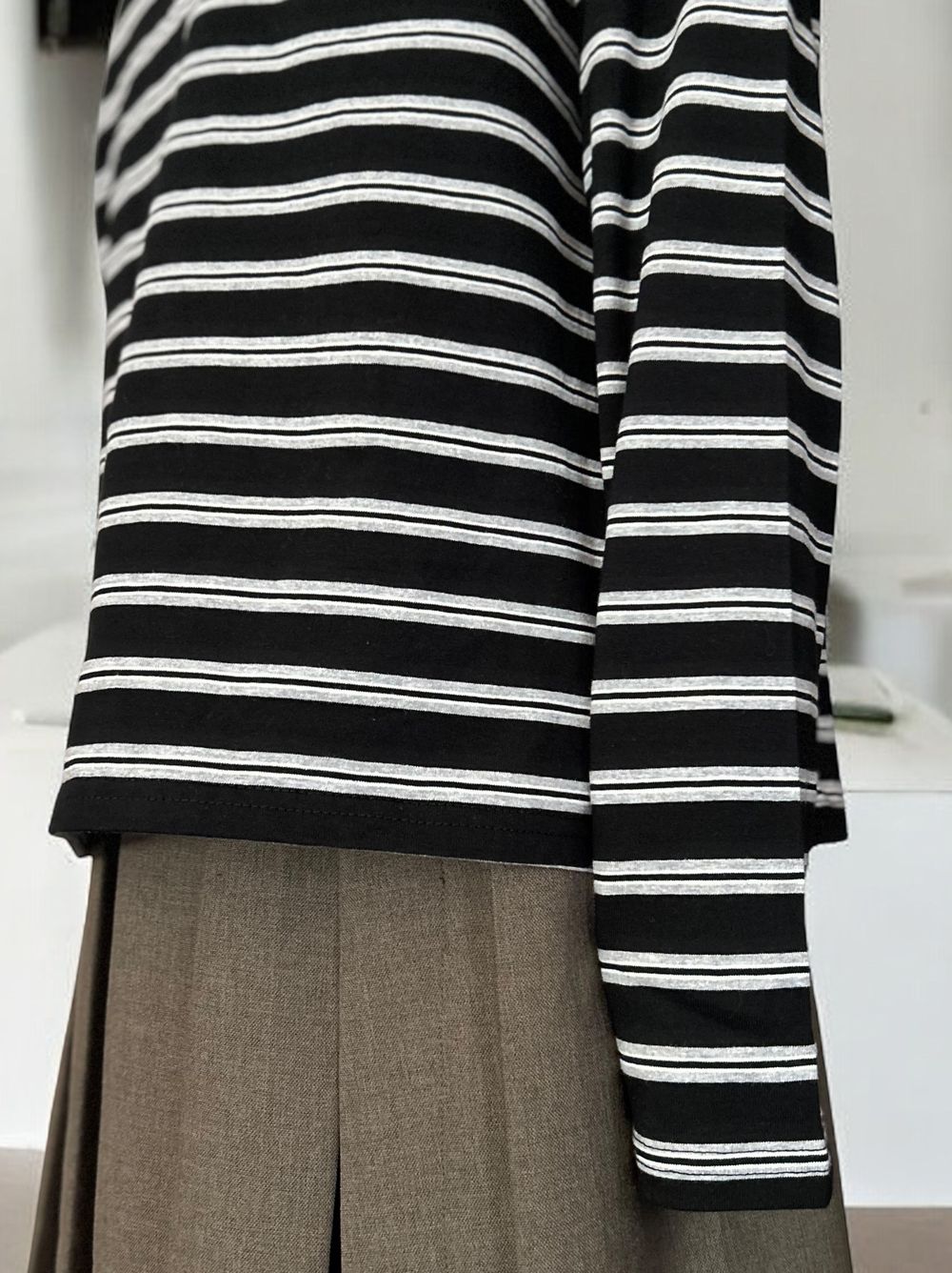 Low cut boat neck ボーダーカットソー