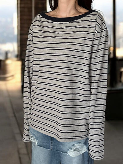 Low cut boat neck ボーダーカットソー