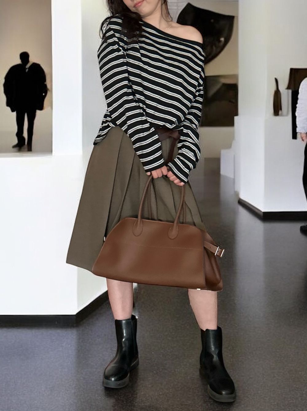 Low cut boat neck ボーダーカットソー