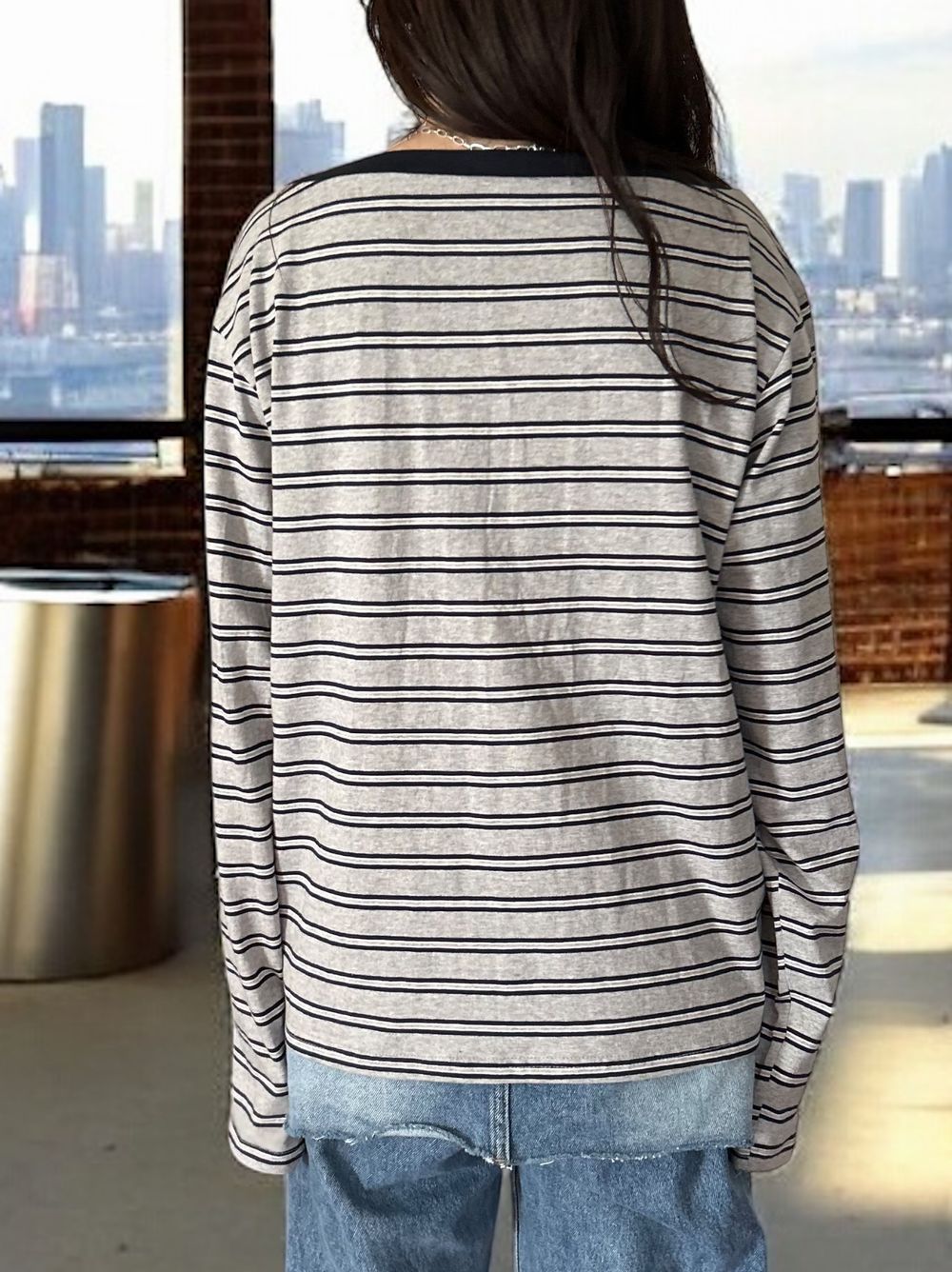 Low cut boat neck ボーダーカットソー