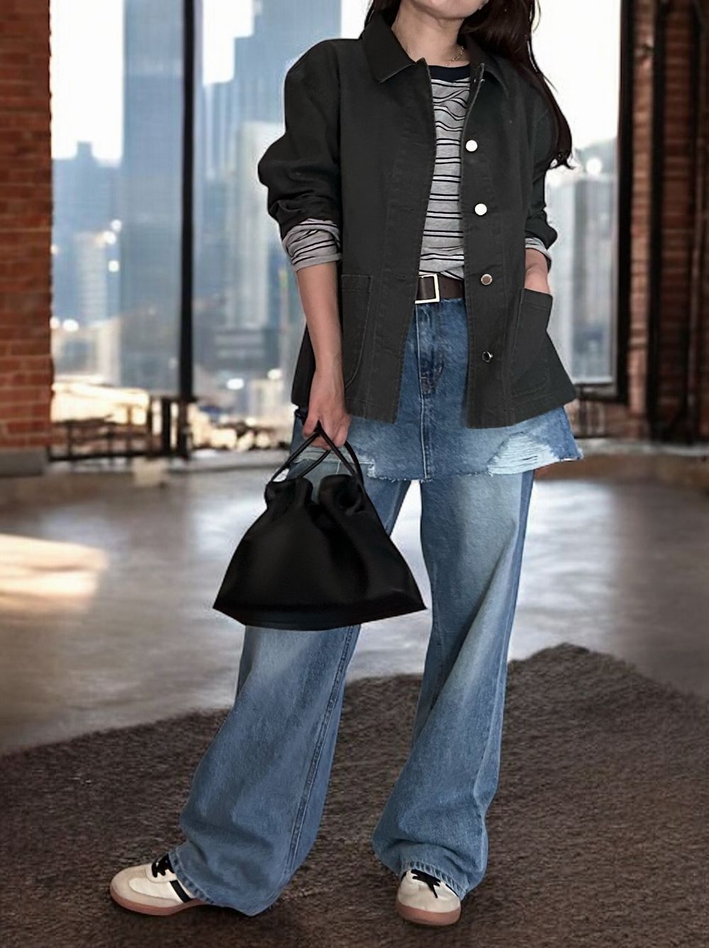 Low cut boat neck ボーダーカットソー