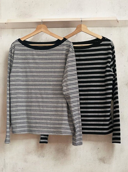 Low cut boat neck ボーダーカットソー