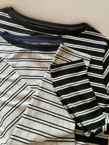 Low cut boat neck ボーダーカットソー