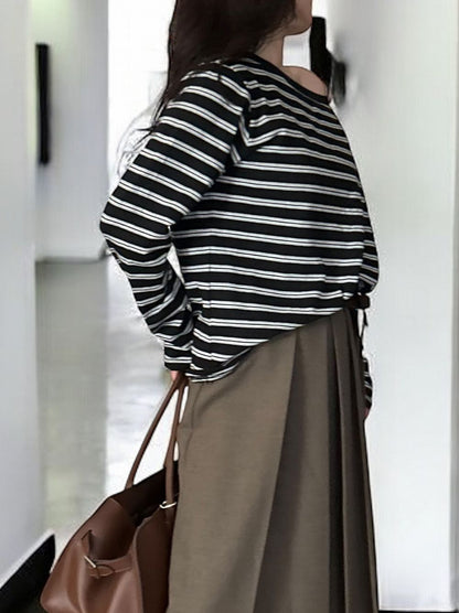 Low cut boat neck ボーダーカットソー