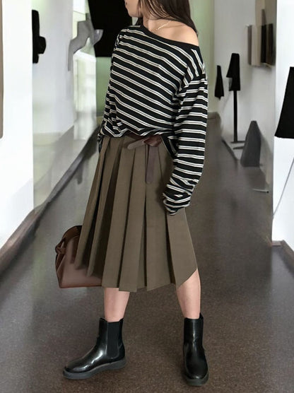 Low cut boat neck ボーダーカットソー