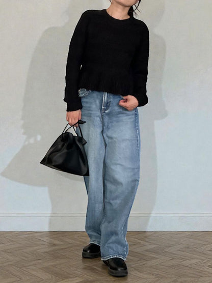 Rib design ペプラムミドルゲージニット