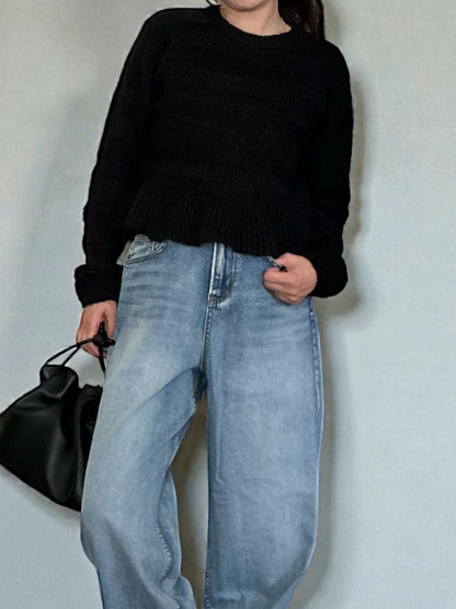 Rib design ペプラムミドルゲージニット