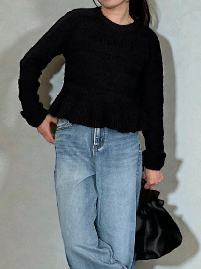 Rib design ペプラムミドルゲージニット