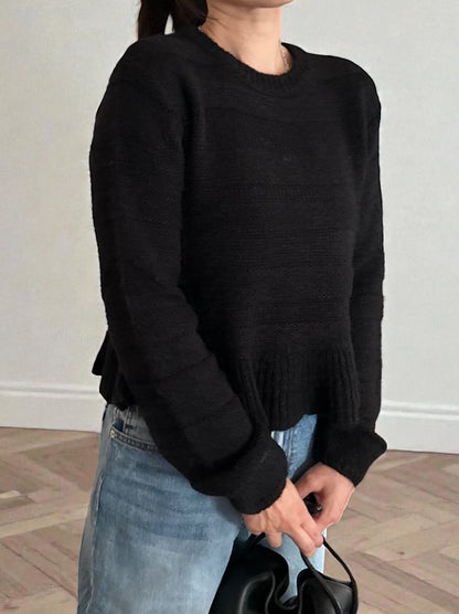 Rib design ペプラムミドルゲージニット