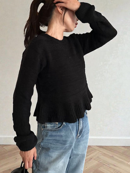 Rib design ペプラムミドルゲージニット