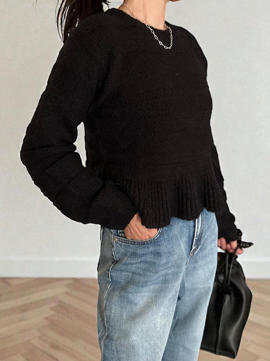 Rib design ペプラムミドルゲージニット