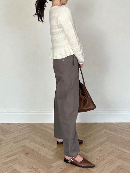 Rib design ペプラムミドルゲージニット