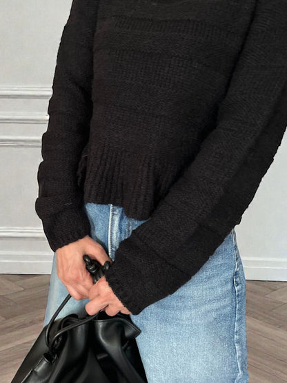 Rib design ペプラムミドルゲージニット