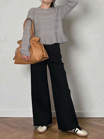 Rib design ペプラムミドルゲージニット