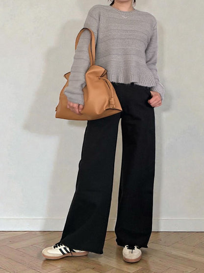 Rib design ペプラムミドルゲージニット