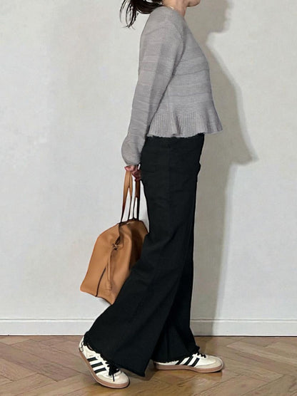 Rib design ペプラムミドルゲージニット