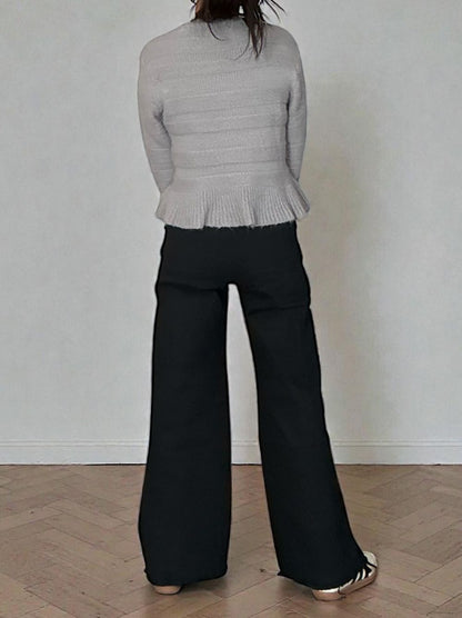 Rib design ペプラムミドルゲージニット