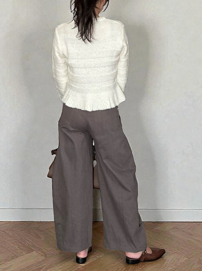 Rib design ペプラムミドルゲージニット