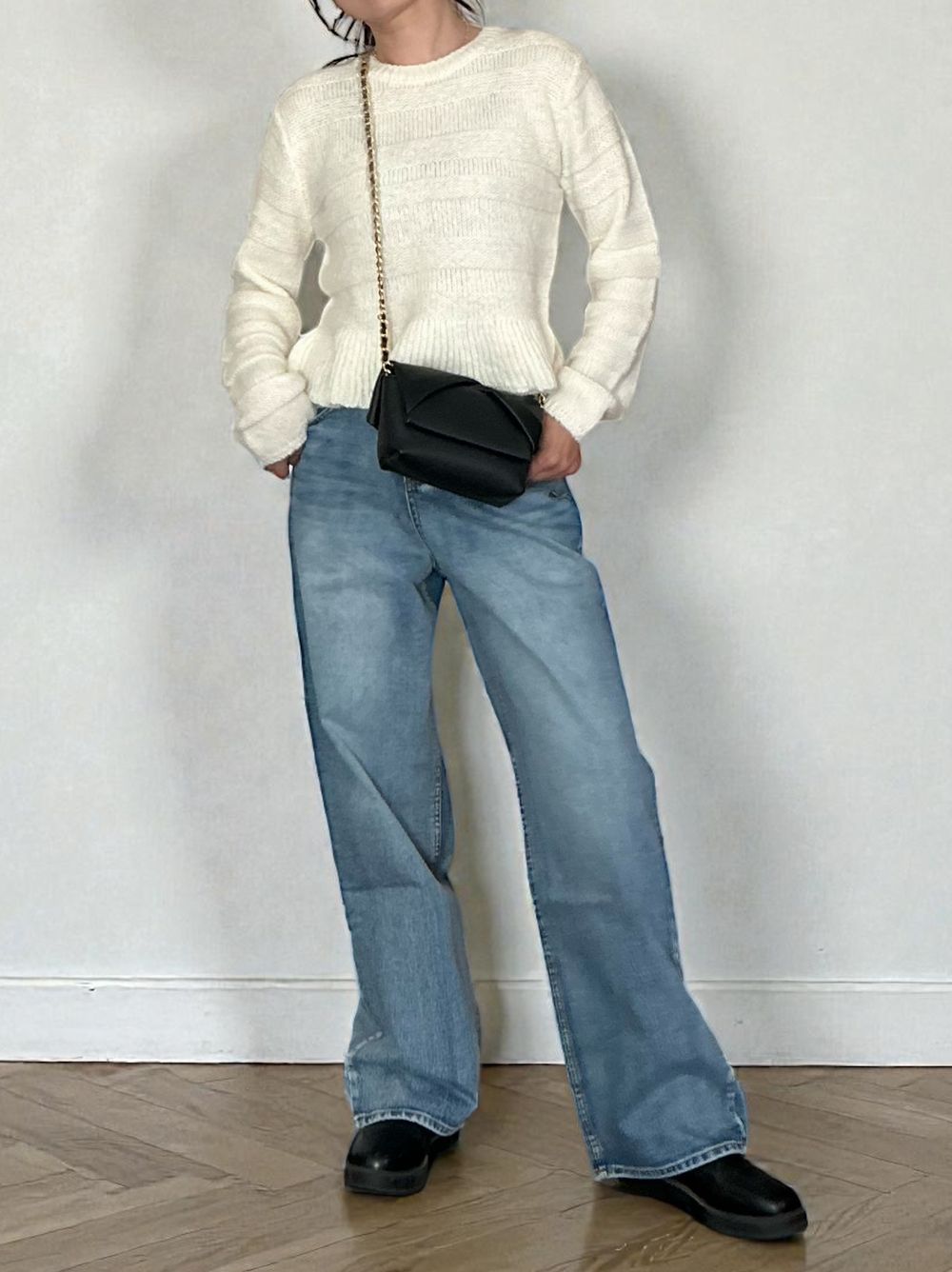 Rib design ペプラムミドルゲージニット