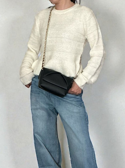 Rib design ペプラムミドルゲージニット