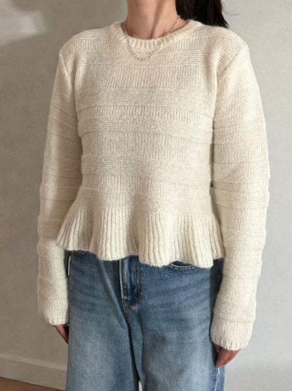 Rib design ペプラムミドルゲージニット