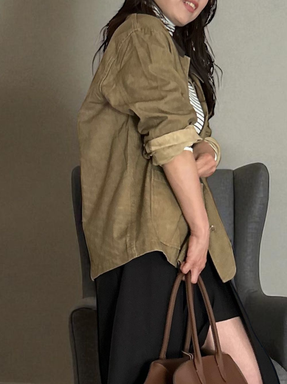 Fake Leather collar カバーオールジャケット