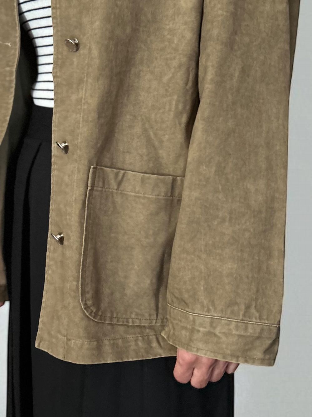 Fake Leather collar カバーオールジャケット