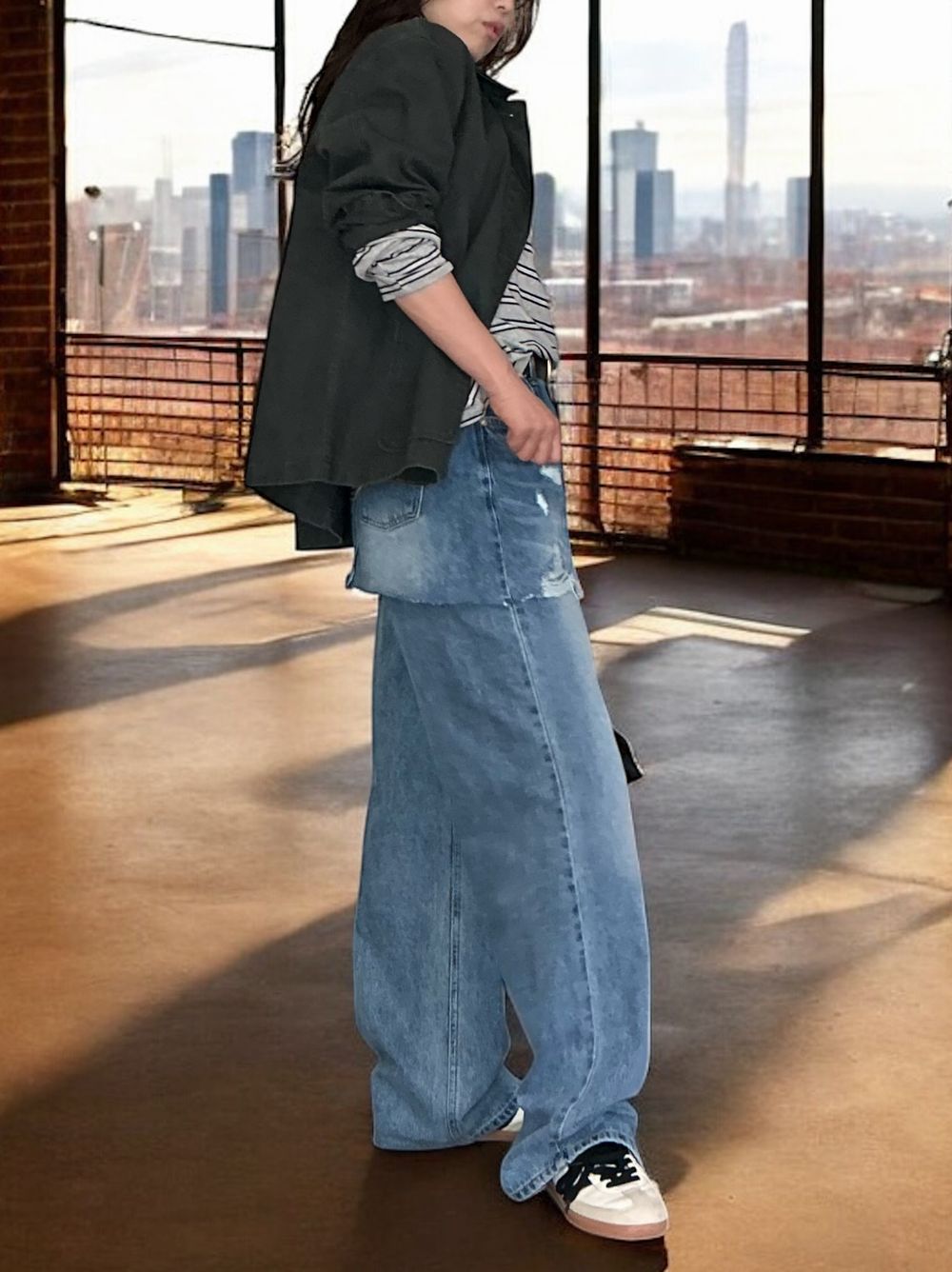 Fake Leather collar カバーオールジャケット