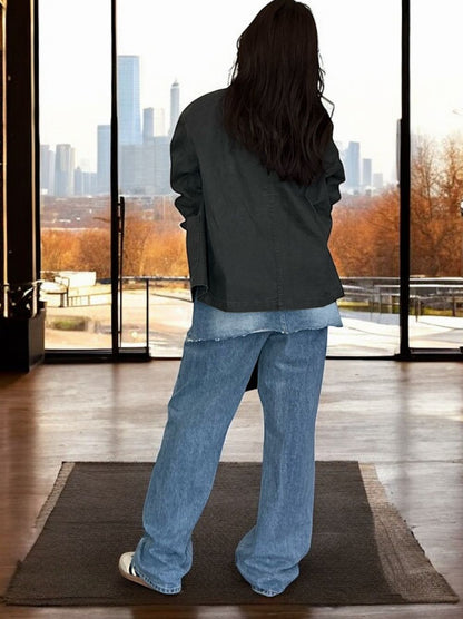 Fake Leather collar カバーオールジャケット