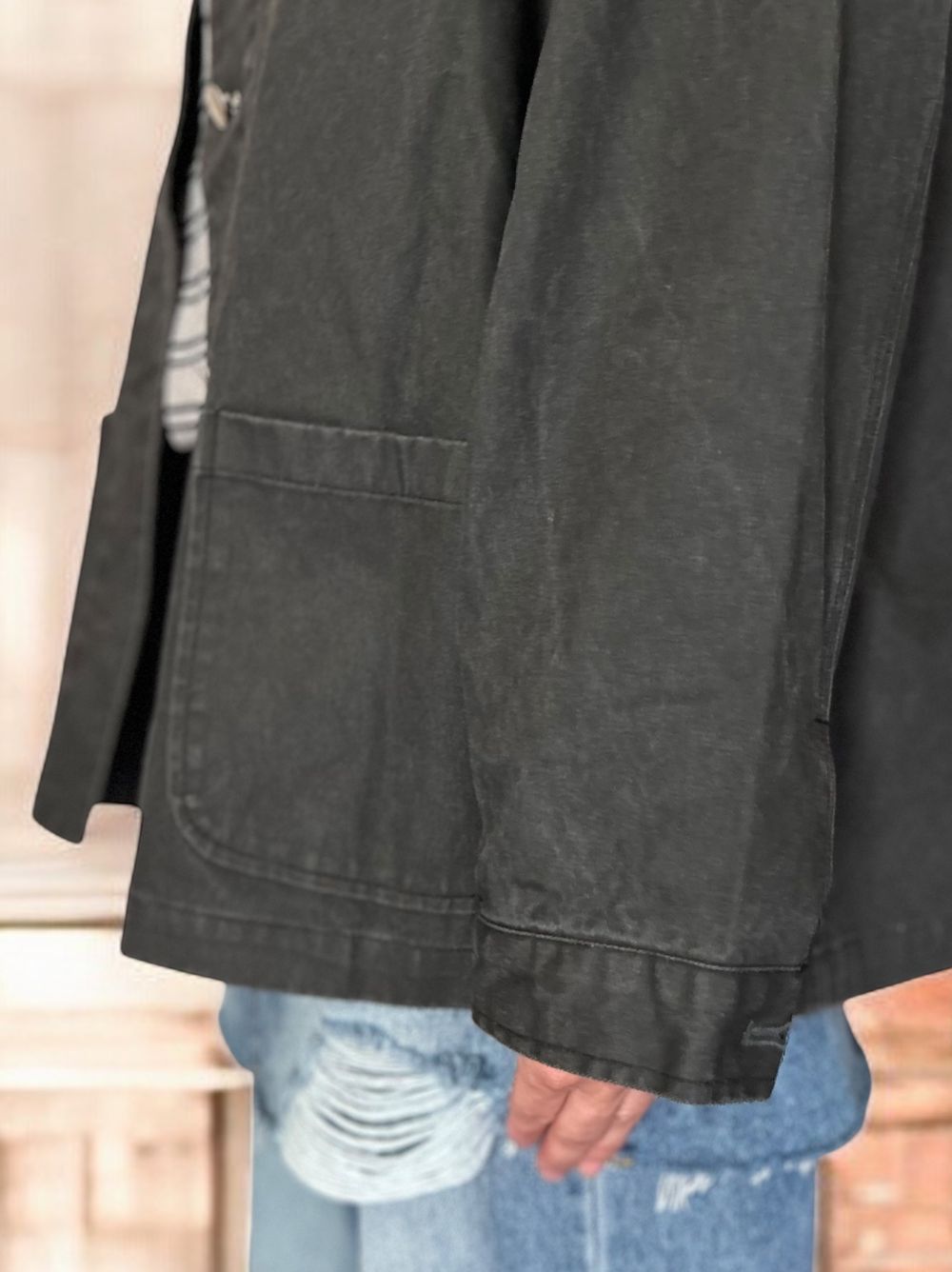 Fake Leather collar カバーオールジャケット