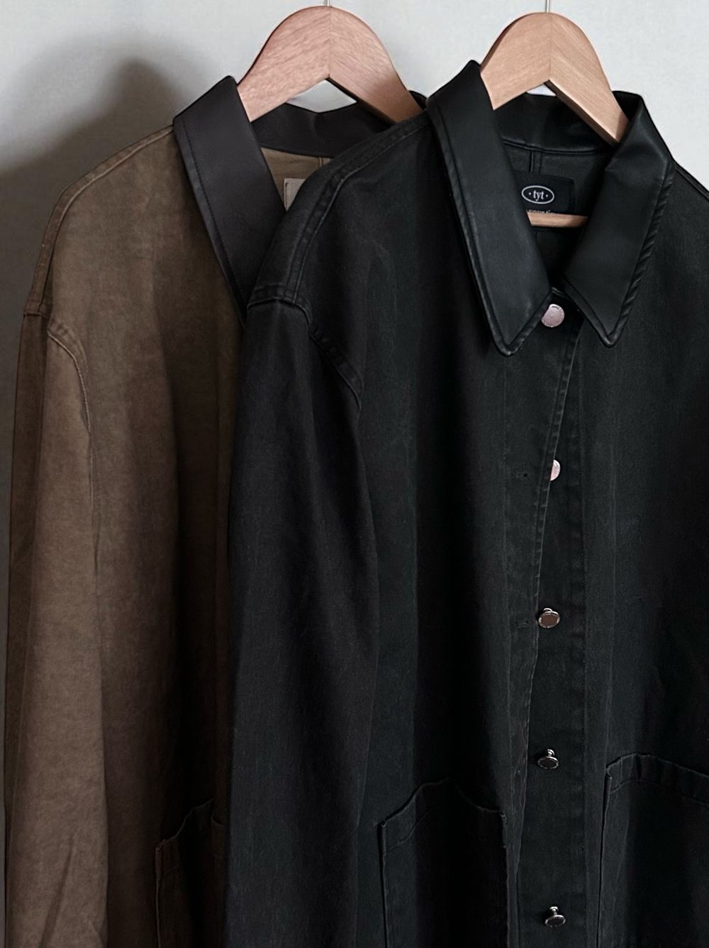 Fake Leather collar カバーオールジャケット