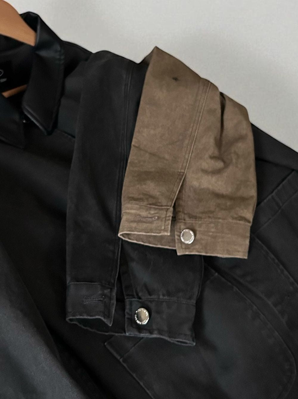 Fake Leather collar カバーオールジャケット