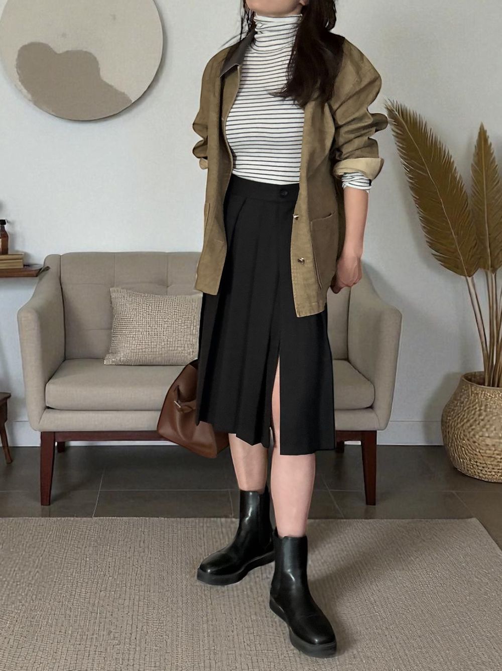 Fake Leather collar カバーオールジャケット