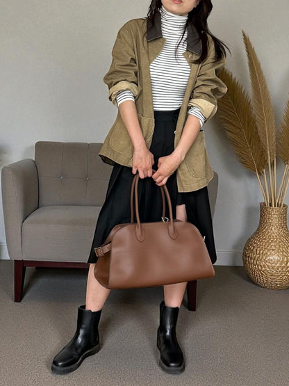 Fake Leather collar カバーオールジャケット