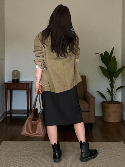 Fake Leather collar カバーオールジャケット