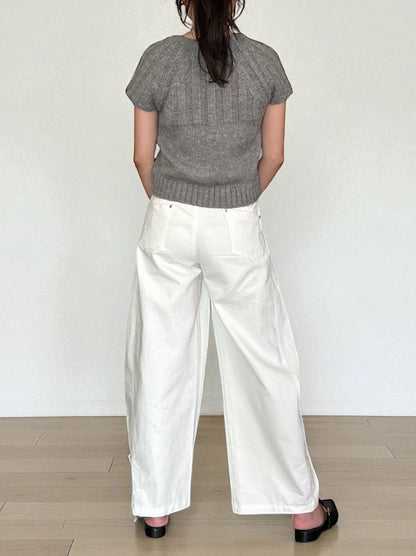 Front ribbon ラウンドネックニット