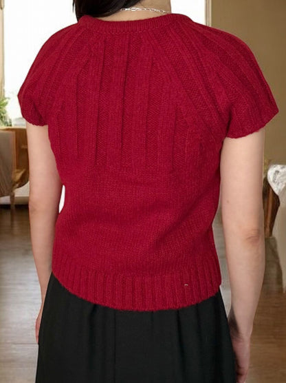 Front ribbon ラウンドネックニット