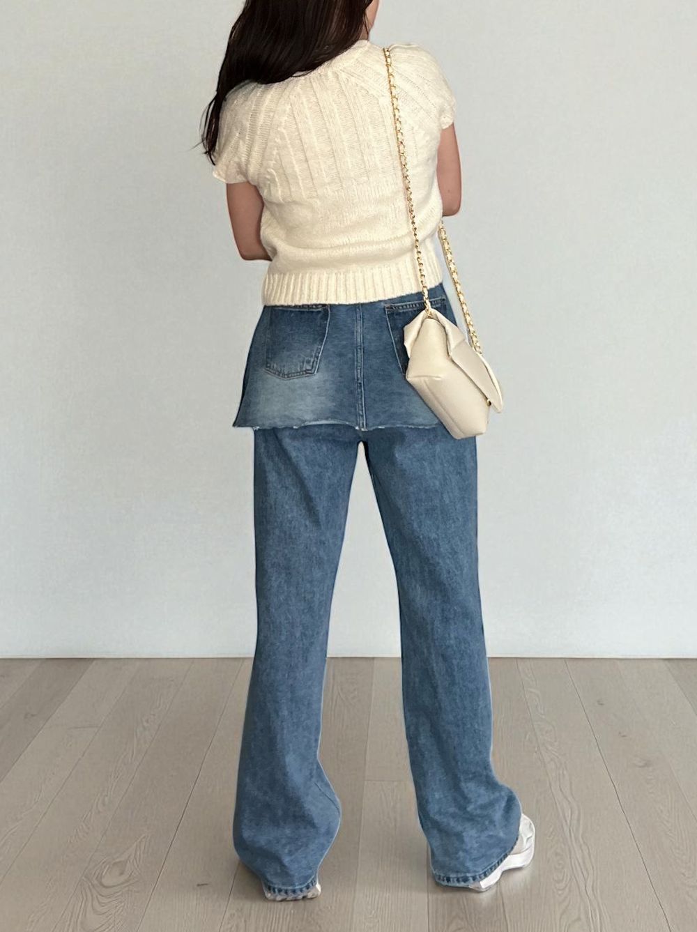 Front ribbon ラウンドネックニット