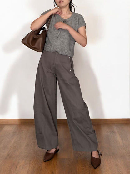 Front ribbon ラウンドネックニット