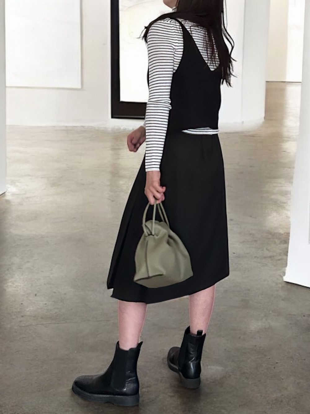 Chalk stripe wool blended ニットタートルトップス