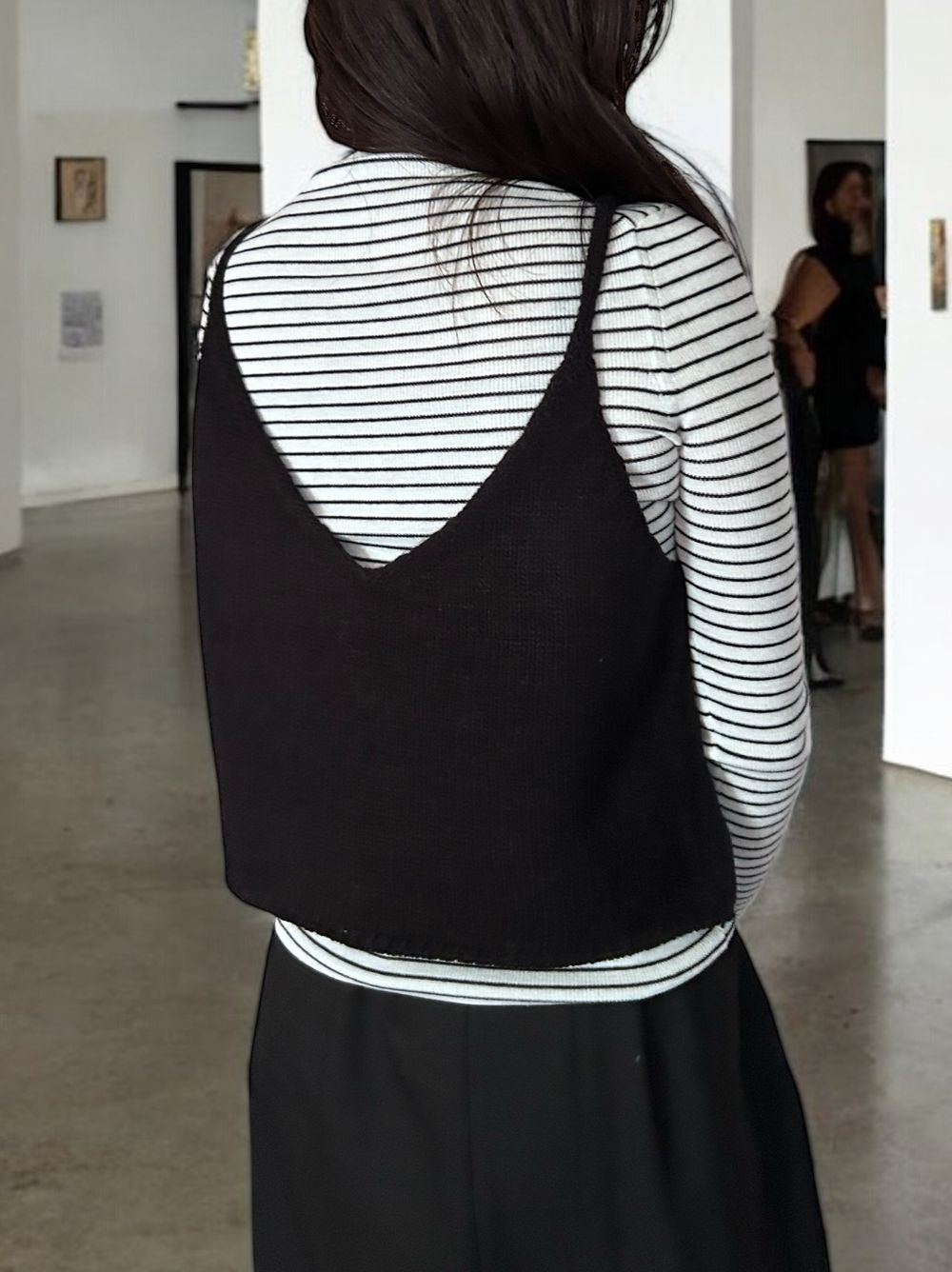 Chalk stripe wool blended ニットタートルトップス