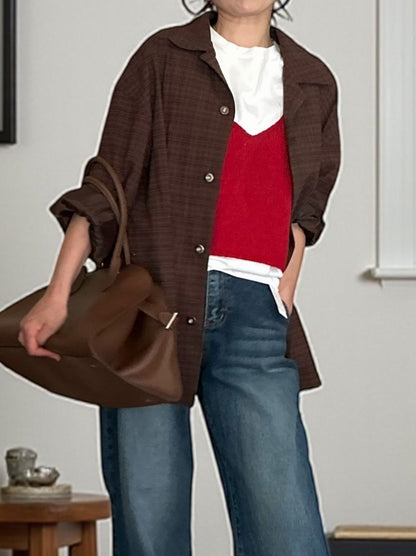 Vintage like Over size チェックシャツジャケット