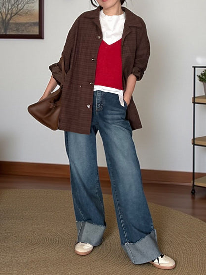 Vintage like Over size チェックシャツジャケット