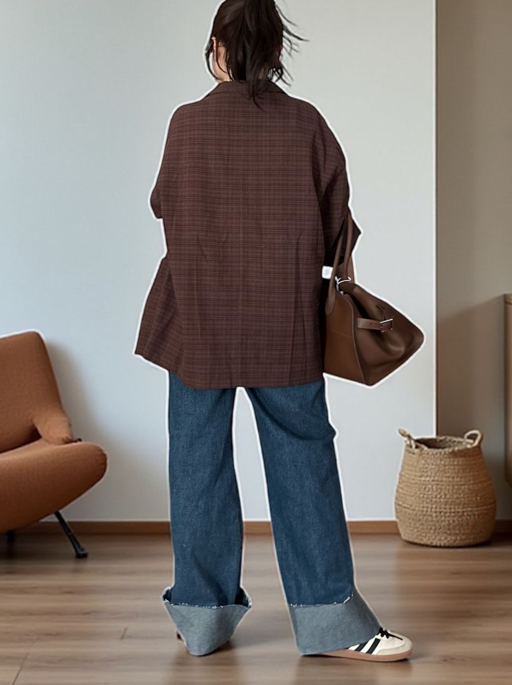 Vintage like Over size チェックシャツジャケット