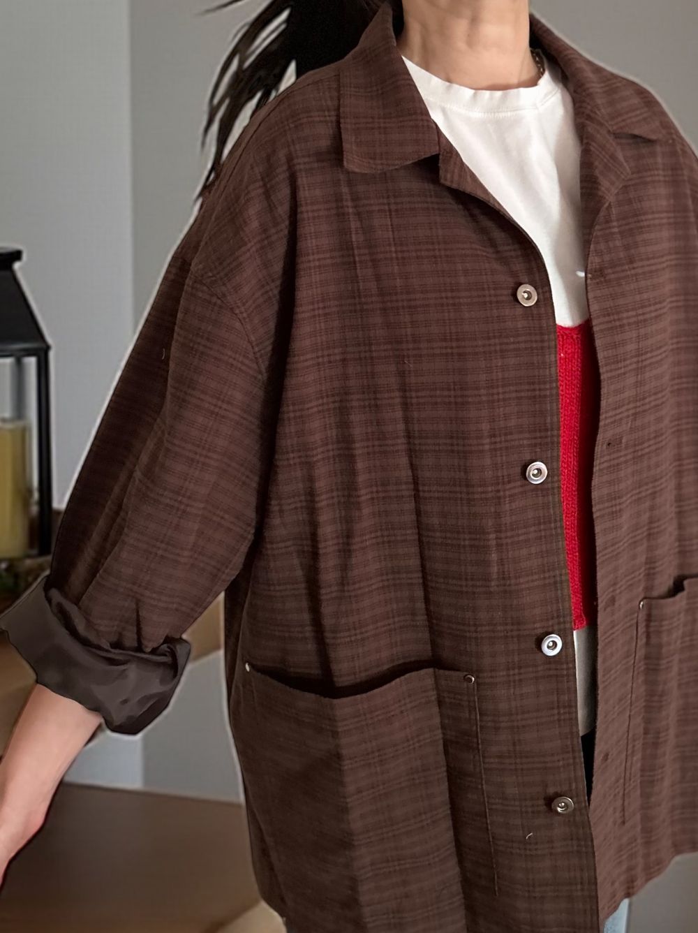 Vintage like Over size チェックシャツジャケット