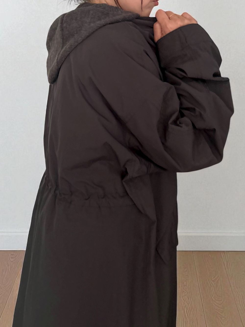 Waist Drawstring スタンドカラーナイロンコート