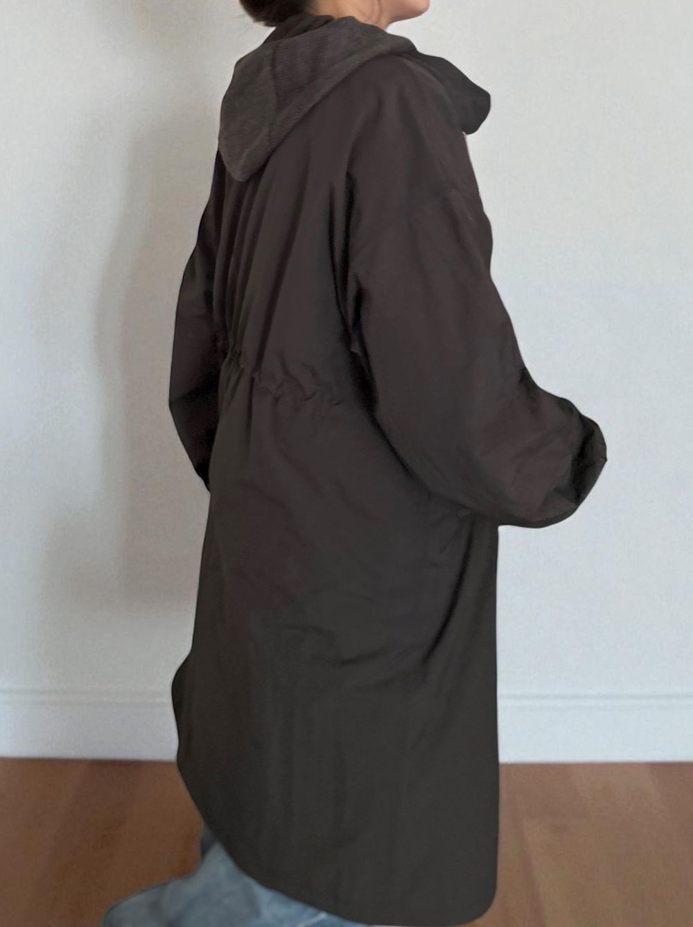 Waist Drawstring スタンドカラーナイロンコート