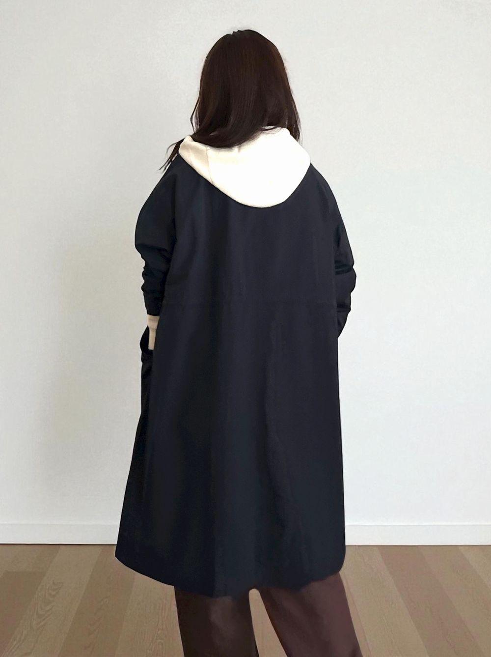 Waist Drawstring スタンドカラーナイロンコート