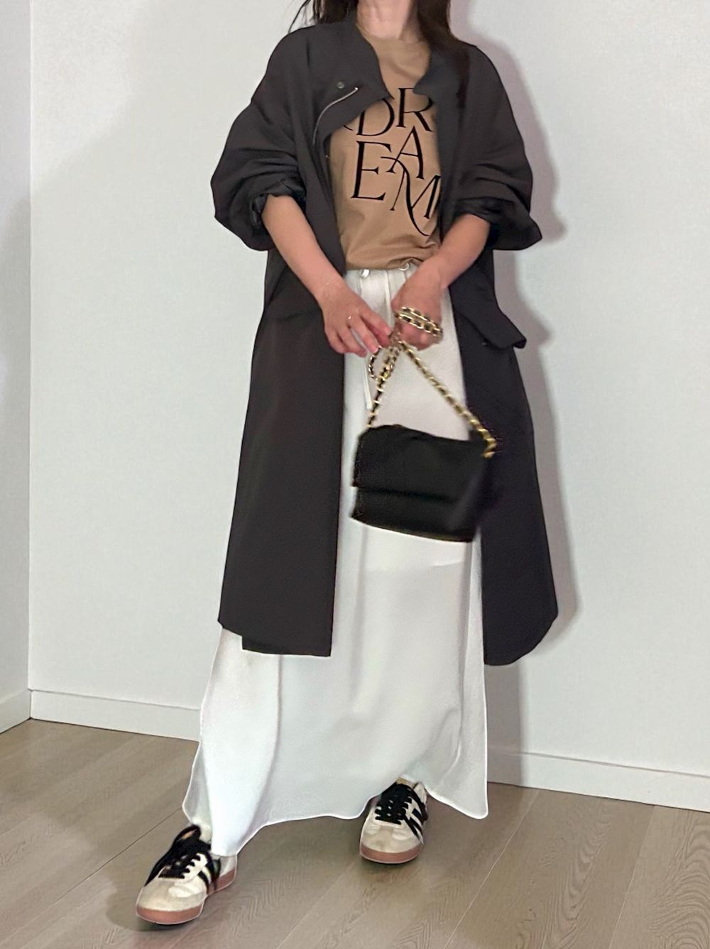 Waist Drawstring スタンドカラーナイロンコート